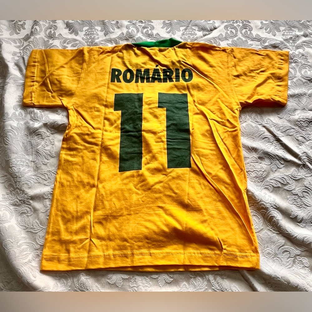Vtg 90s Brazil Romário #11 Soccer Jersey Deadstock Cotton 4-Star Youth Medium 10